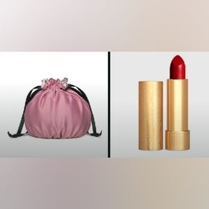 Gucci-2pc Beauty Drawstring Pouch & Rouge a Levres Satin Lipstick(Goldie ♥️ Red)